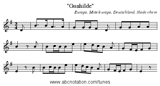 Gunhilde - staff notation