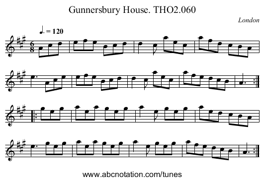 Gunnersbury House. THO2.060 - staff notation