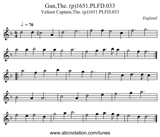 Gun,The. (p)1651.PLFD.033 - staff notation