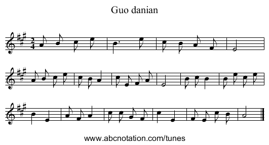 Guo danian - staff notation