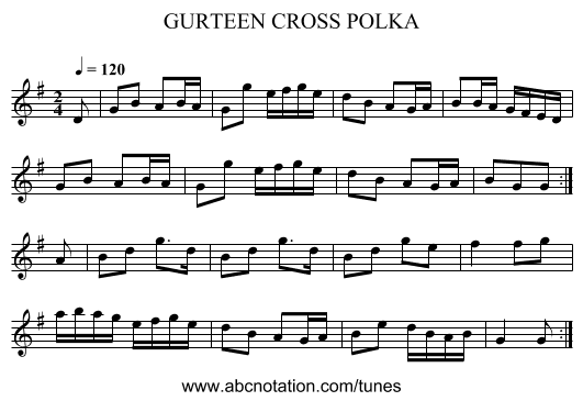GURTEEN CROSS POLKA - staff notation