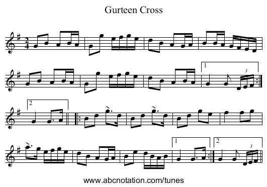 Gurteen Cross - staff notation