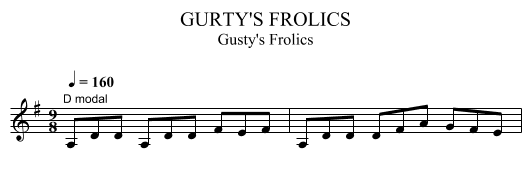 GURTY'S FROLICS - staff notation