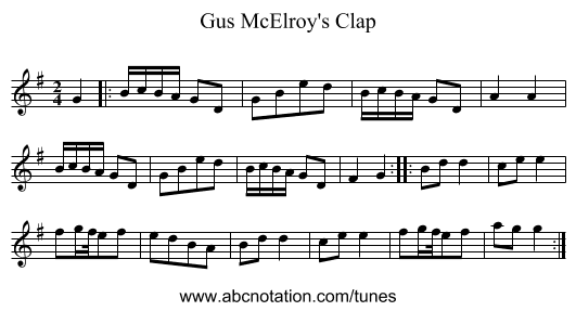 Gus McElroy's Clap - staff notation