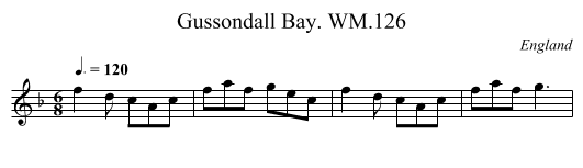 Gussondall Bay. WM.126 - staff notation