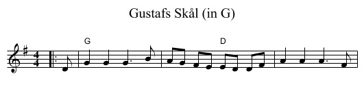 Gustafs Sk&aring;l (in G) - staff notation