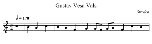 Gustav Vesa Vals - staff notation