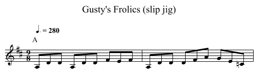 Gusty's Frolics (slip jig) - staff notation