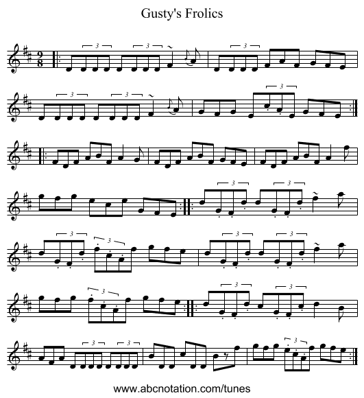 Gusty's Frolics - staff notation