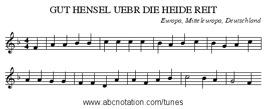 GUT HENSEL UEBR DIE HEIDE REIT - staff notation