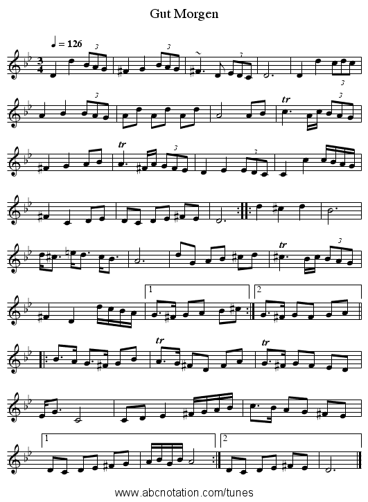 Gut Morgen - staff notation