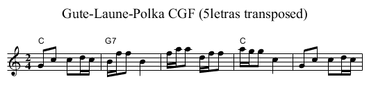 Gute-Laune-Polka CGF (5letras transposed) - staff notation