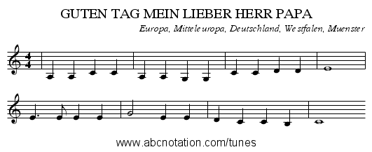 GUTEN TAG MEIN LIEBER HERR PAPA - staff notation