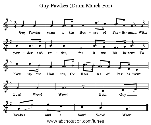 Guy Fawkes (Drum March For) - staff notation