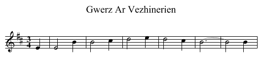 Gwerz Ar Vezhinerien - staff notation
