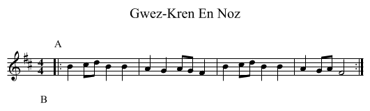 Gwez-Kren En Noz - staff notation