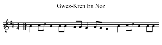 Gwez-Kren En Noz - staff notation