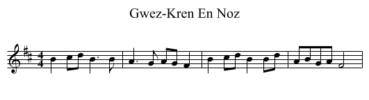 Gwez-Kren En Noz - staff notation
