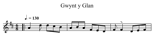 Gwynt y Glan - staff notation