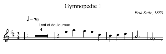 Gymnopedie 1 - staff notation