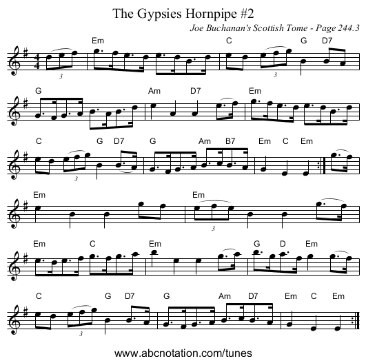 Gypsies Hornpipe #2, The - staff notation