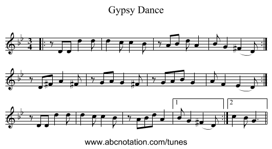 Gypsy Dance - staff notation