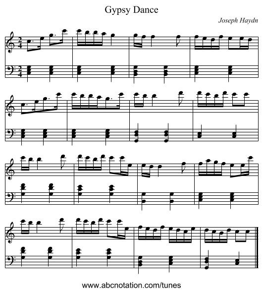 Gypsy Dance - staff notation