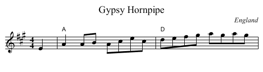 Gypsy Hornpipe - staff notation