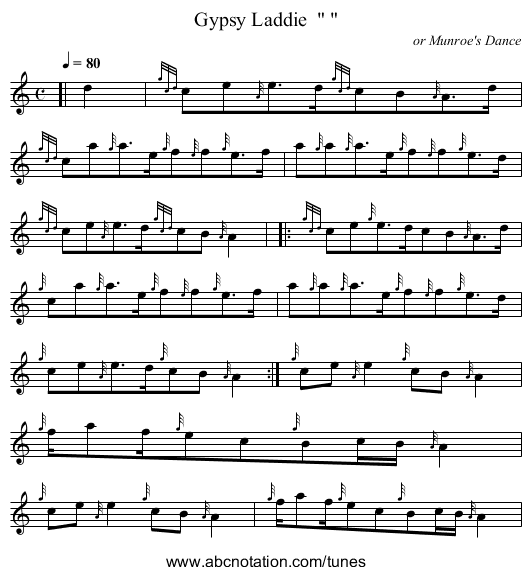 Gypsy Laddie    - staff notation