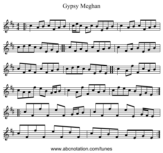 Gypsy Meghan - staff notation