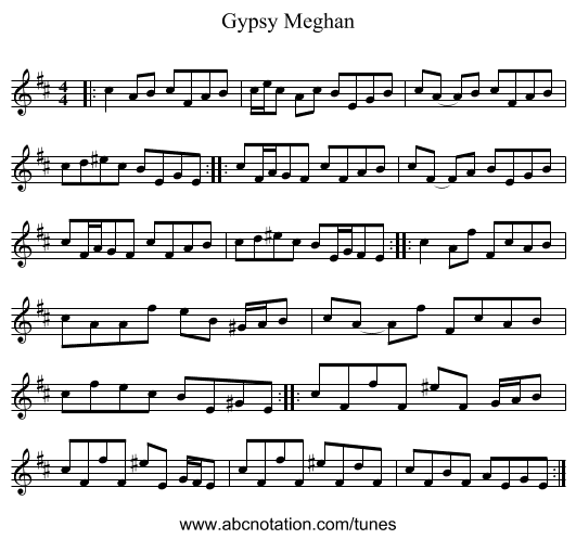 Gypsy Meghan - staff notation