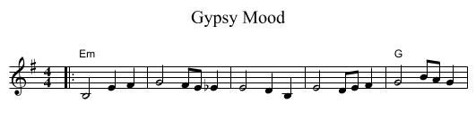 Gypsy Mood - staff notation