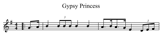 Gypsy Princess - staff notation