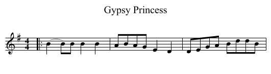 Gypsy Princess - staff notation