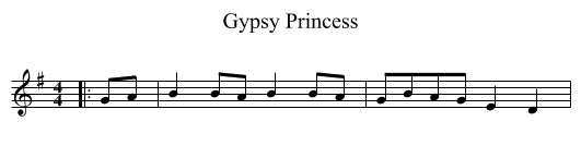 Gypsy Princess - staff notation