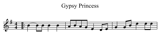 Gypsy Princess - staff notation
