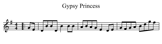 Gypsy Princess - staff notation