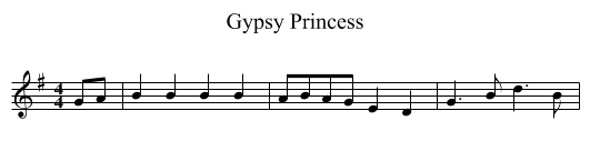 Gypsy Princess - staff notation