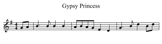 Gypsy Princess - staff notation