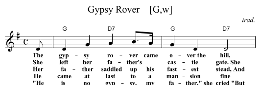 Gypsy Rover    [G,w] - staff notation
