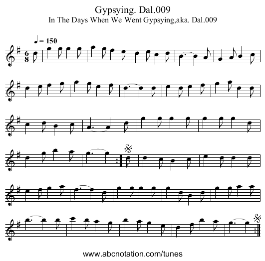 Gypsying. Dal.009 - staff notation