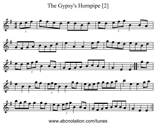 Gypsy's Hornpipe [2], The - staff notation