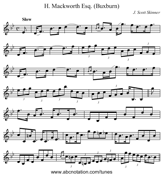 H. Mackworth Esq. (Buxburn) - staff notation