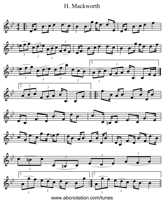 H. Mackworth - staff notation