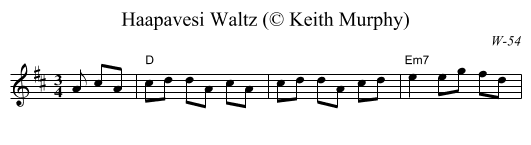 Haapavesi Waltz (&copy; Keith Murphy) - staff notation