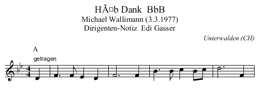 HÃ¤b Dank  BbB - staff notation