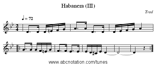 Habanera (III) - staff notation