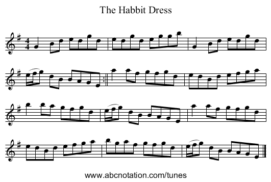 Habbit Dress, The - staff notation
