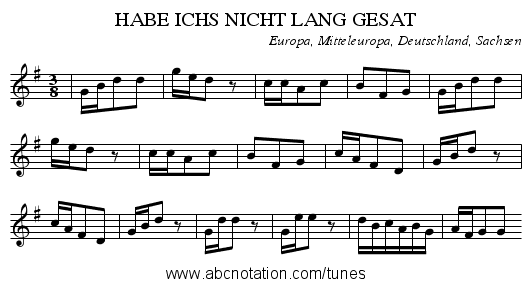 HABE ICHS NICHT LANG GESAT - staff notation