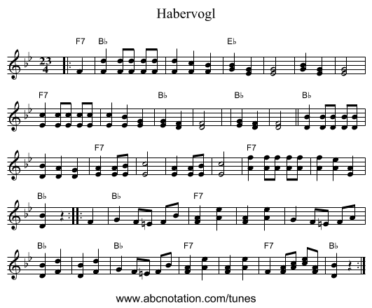 Habervogl - staff notation